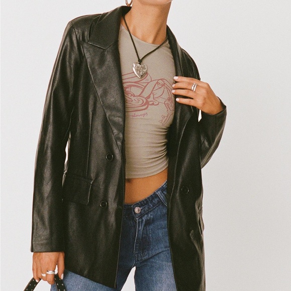 Princess Polly Jackets & Blazers - Ellen Faux Leather Blazer